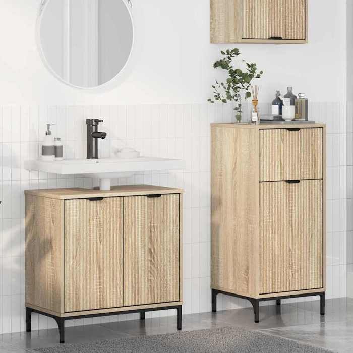 Marron Ensemble de mobilier de salle de bain 2 pièces SARAZYJ ARMOIRE WC MODERNE Chêne Sonoma E1664