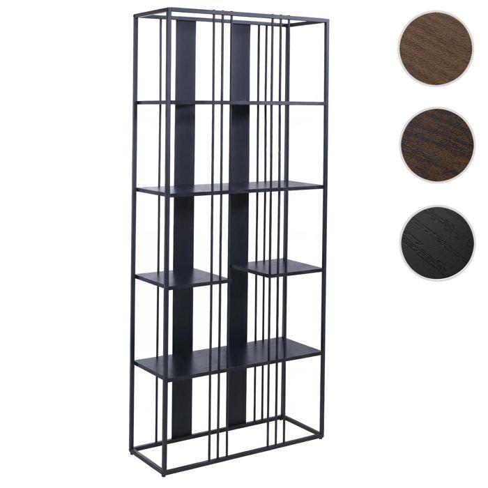 Étagère HWC-P12 mélamine certifiée MVG 180x80x31cm noir