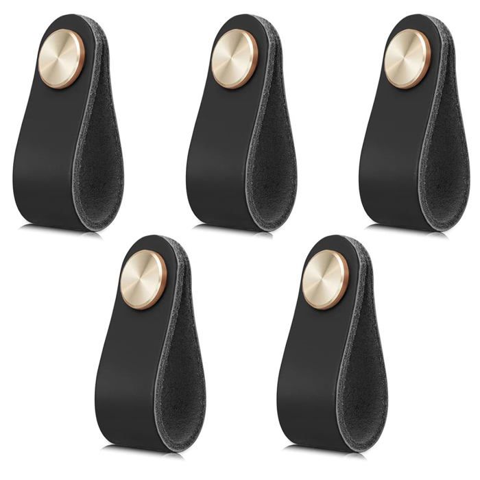 Poignées en Cuir 5 Pièces + Vis Faites à Main Armoires Cuisine Penderie Meubles Accessoire Cuneary