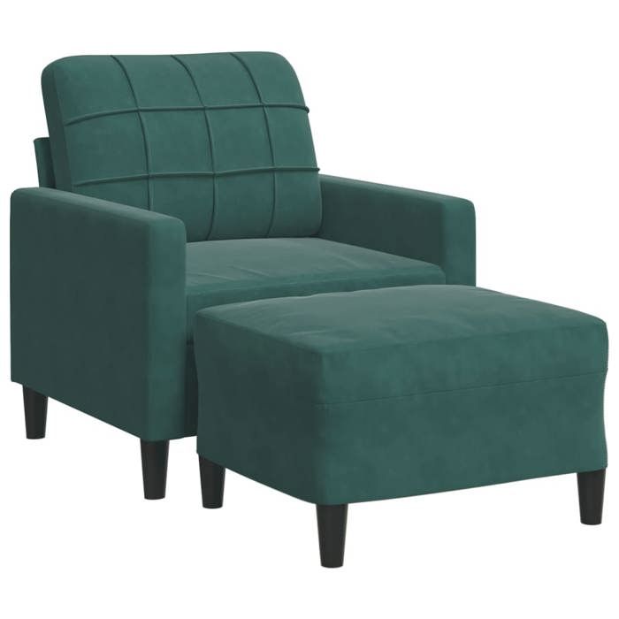 En solde Fauteuil-Canapé(1 place) - SWEETY - moderne Sofa relax - avec repose-pied - Vert foncé 60 cm Velours LV1565