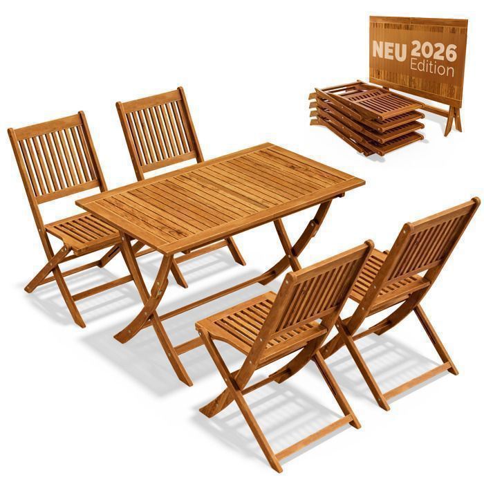 CASARIA® Ensemble de meubles de jardin SYDNEY salon de jardin en bois dacacia certifié FSC® 4 personnes version 2026