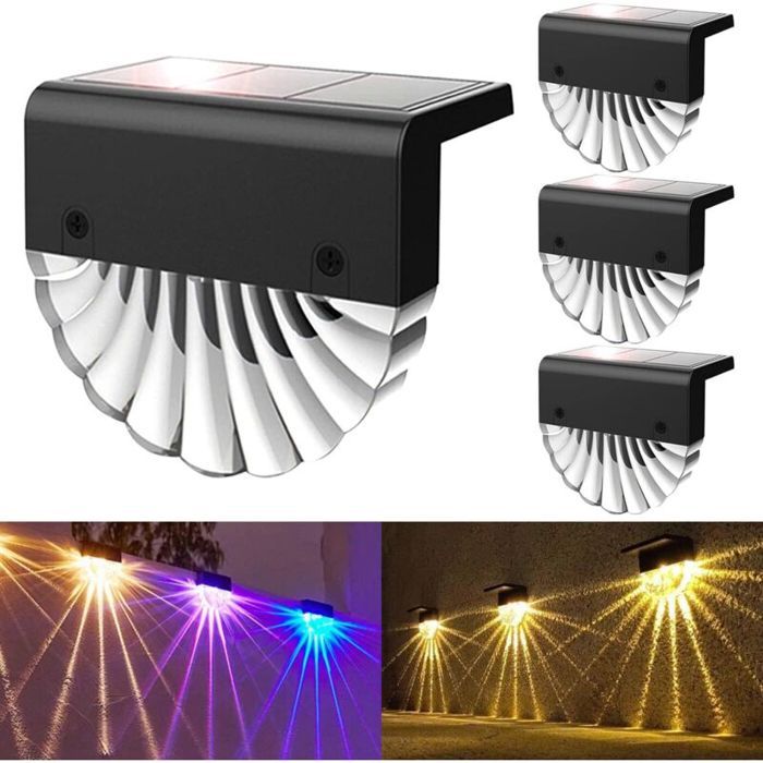 Lampe solaire extérieure - PZCC - Lot de 4 - IP65 étanche - LED blanc chaud - 7 modes couleur