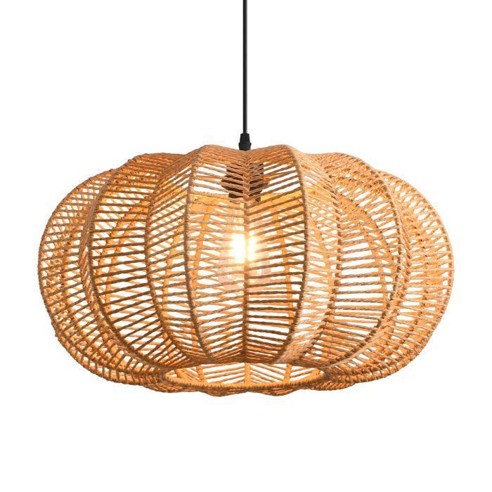 Parrot Uncle Suspension Corde Papier Naturelle Ø50 cm Tressée Main Lustre Bohème E27 Style Campagne Salon Salle à Manger