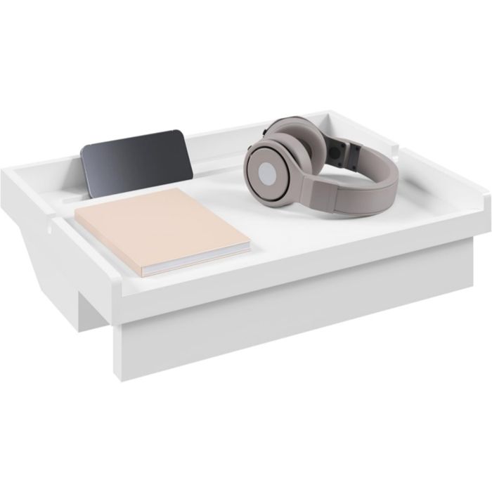 Table de Chevet Suspendue - Étagère de Lit à Clipser en Bambou - 33x24x8cm - Blanc