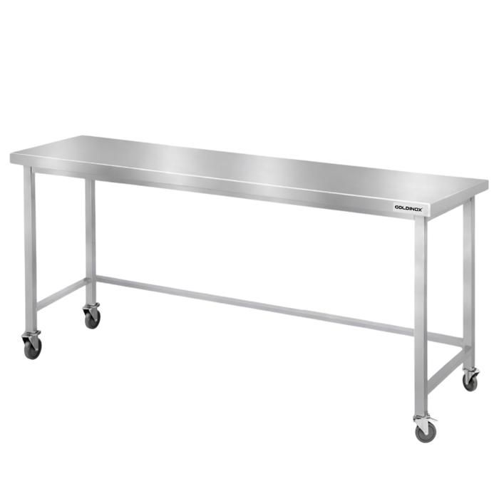 Table de travail en inox Bar 1800x500 mm avec renfort sur roulettes PREMIUM - GOLDINOX