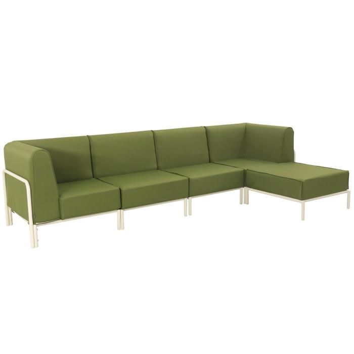 Salon de jardin bas modulable uni 5 places vert kaki 288 x 80 cm Patio Oviala