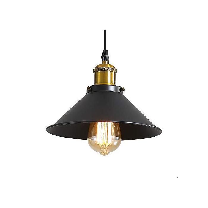 Dorlink Suspension industrielle vintage ronde - luminaire suspendu plafonnier industriel fer noir or E27 60W salon