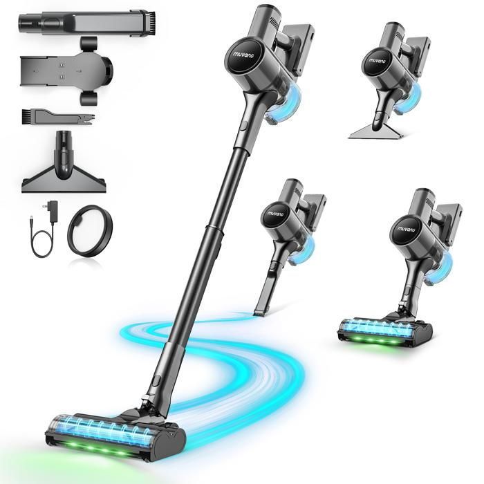 Aspirateur Balai sans fil Muvano - 500W/45Kpa - 60Min - Filtre HEPA - Debout autonome - Muvano