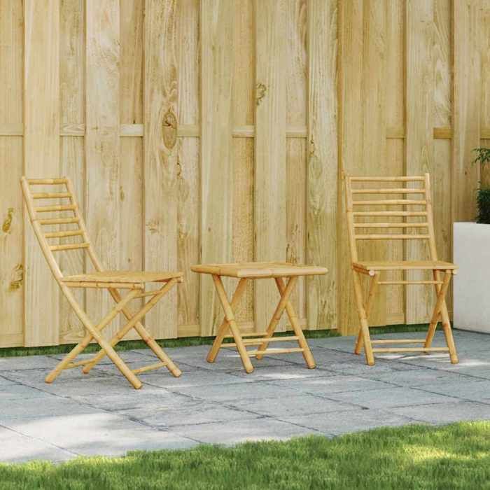 VIDAXL Ensemble Table bar avec chaises (3 pcs) - ANTI-UV - bambou 45x45x45 cm M6415