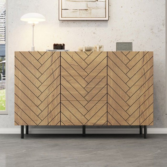 Buffet - PAGE Living - 120x40x76 cm - 3 tiroirs - 2 placards