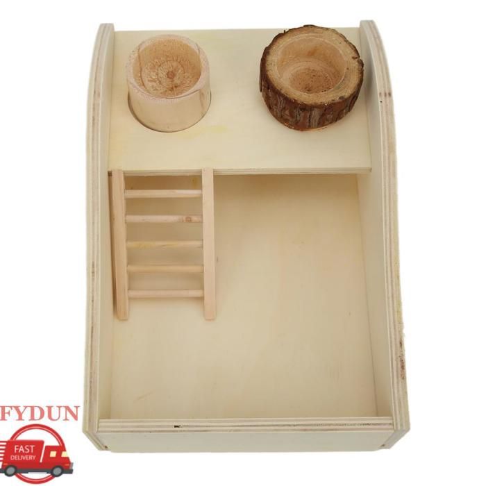 FYDUN Boîte de bain de pour hamster Récipient de Bain de avec échelle en Bois Douche pour Petits Animaux animalerie jouet