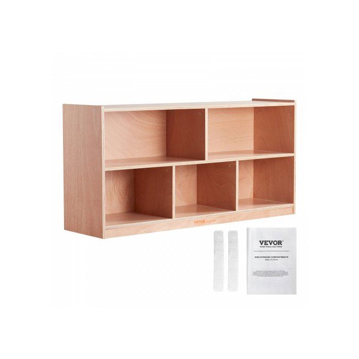 Meuble Rangement Enfants 2 Niveaux Bibliothèque 5 Cases Mobile pour Jouets Livres Salle Classe