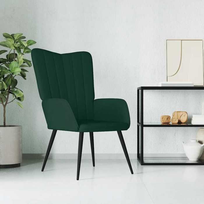 Chaise intérieure moderne vidaXL Fauteuil de relaxation Vert foncé Velours(1144）