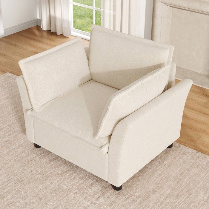 Fauteuil relax - MINIMAL - Relax inclinable - Tissu chenille beige - 1 place 90x87x81 cm - Accoudoirs rembourrés Fauteuil relax - MINIMAL - Relax inclinable - Tissu chenille beige - 1 place 90x87x81 cm - Accoudoirs rembourrés