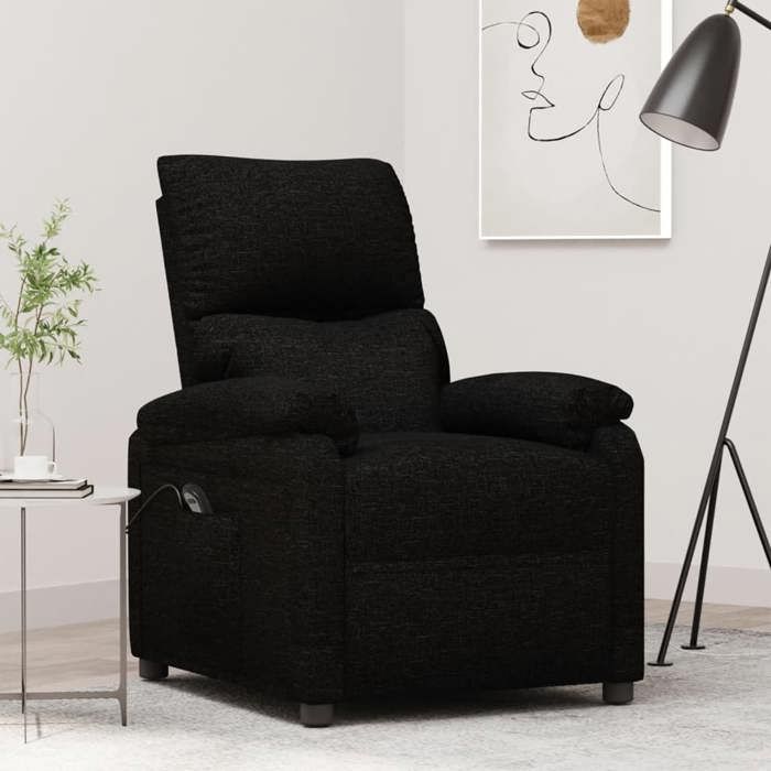 Fauteuil inclinable réglable - tissu - noir - 705 x 90 x 100 cm - 3 positions dinclinaison - Chaise relax 1 place454354