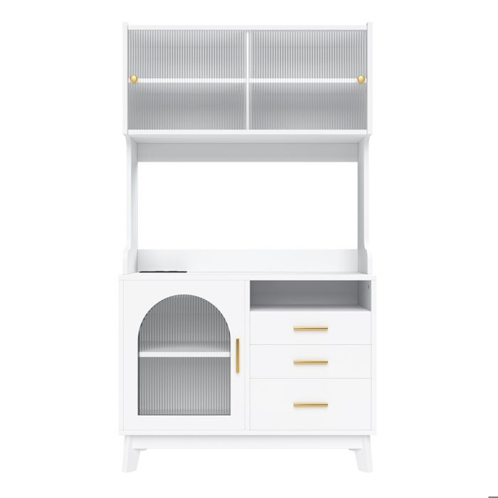 Buffet haut de salle à manger EVRYAE 1005 x 40 x 178 cm prises intégrées USB-C et USB-A blanc