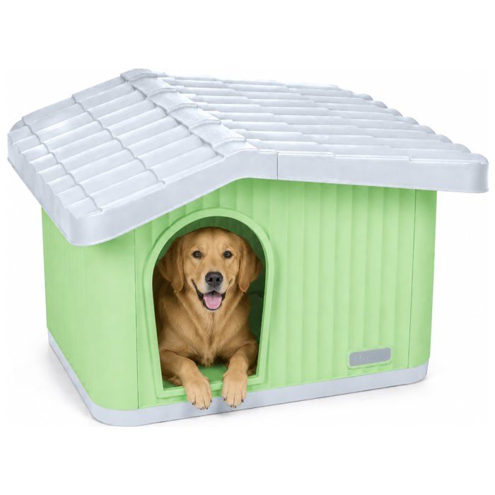 VOUNOT® Maison pour chat chien niche en plastique imperméable 75x63x51cm - Toit incliné amovible - Extérieur et intérieur - Vert VOUNOT® Maison pour chat chien niche en plastique imperméable 75x63x51cm - Toit incliné amovible - Extérieur et intérieur - Vert
