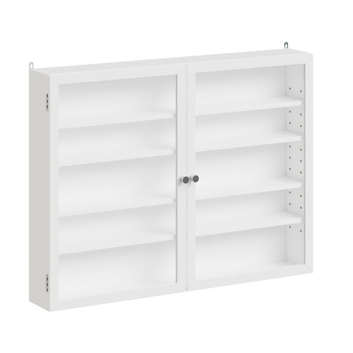 Armoire murale de salle de bain blanche - SoBuy - 2 portes - 4 étagères réglables - Panneau de particules Armoire murale de salle de bain blanche - SoBuy - 2 portes - 4 étagères réglables - Panneau de particules