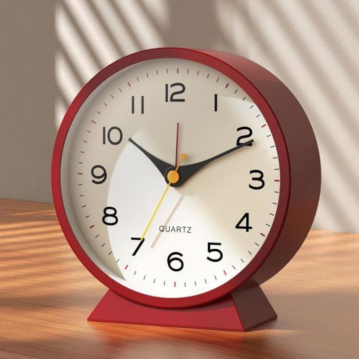 Réveil Matin analogique 45 rétro en métal - Silencieux sans tic-tac à pile avec lumière nocturne de 119 x 109 x 47 cm
