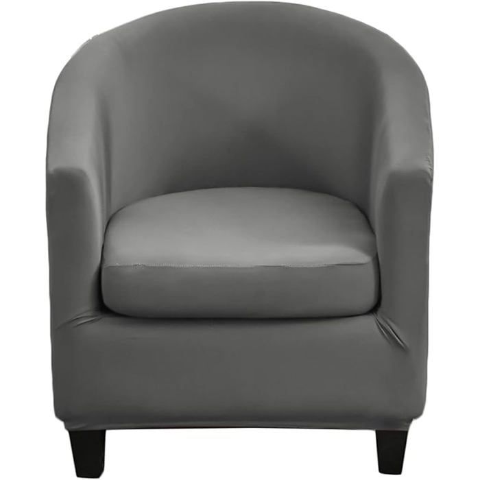 Housse Fauteuil Club Extensible Gris Anthracite Design Uni Élégant Cabriolet Chesterfield 2 Pièces avec Coussi HOUSSE DE FAUTEUIL