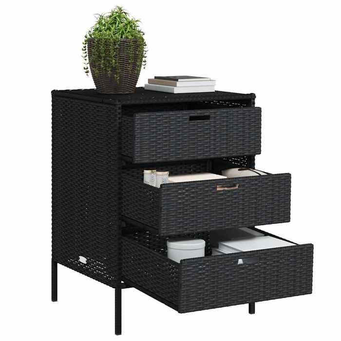 Magnifique Armoire de rangement de jardin noir 55x59x80 cm résine tressée - design polyvalent - pour maison - Noir 17 kg 2026_941093