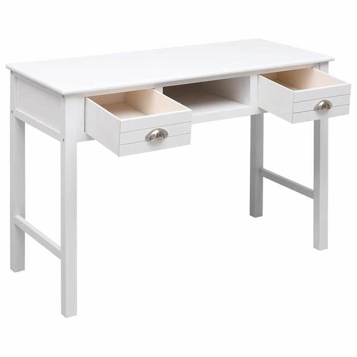Blanc Buffet Blanc 108x45x76 cm Bois de Paulownia massif - Meuble de bureau &12946