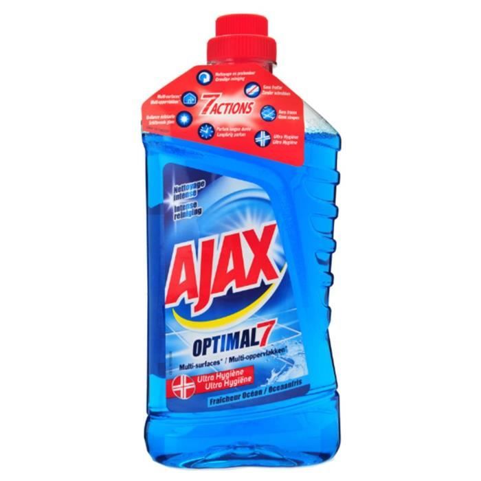 Ajax “Optimal7” MultiSurfaces Antibactérien Fraîcheur Océan 1L (lot de