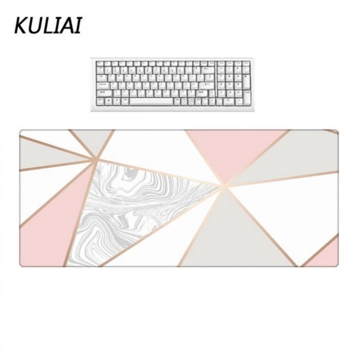 Tapis De Souris 300x800x3mm Mode Gris Blanc Rose Sol En Marbre Motif Pad Bureau Décoration Grande Taille Clavier Bluetooth