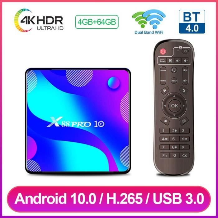 Android TV Box X88 Pro 10 Smart TV Box Android 10.0 RK3318 Quad-Core 4K HD H .265 4GB RAM + 64GB ROM 2.4G-5G WiFi Media Player - Cdiscount TV Son Photo