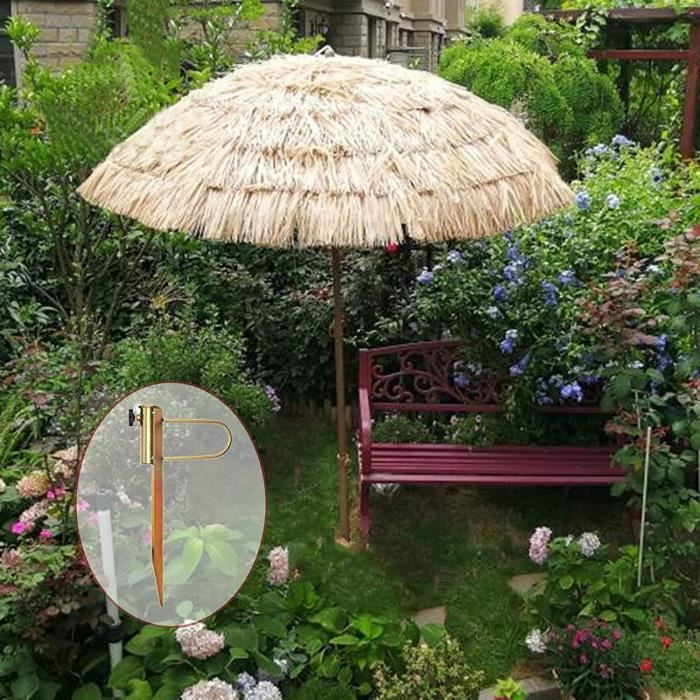 Parasol 180 Cm Hawaii Rond en Paille De Raphia De Chaume Hula De Jardin