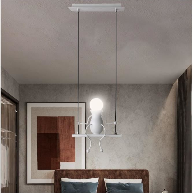 MOGOD Suspension Luminaire forme Humanoïde Blanc design Moderne Lustre Plafonnier Exquis de Salon Cuisine