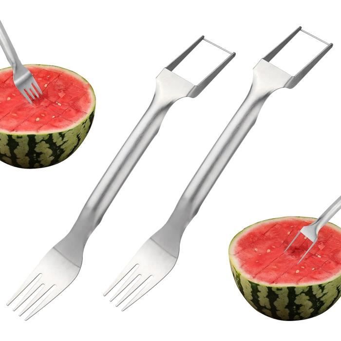 Trancheuse de Melon, Coupe Pastèque 3 en 1 en Acier Inoxydable, Trancheuse à Pastèque Outil Couteau Fruits, Trancheuse de Fourche de Melon D'eau, Outil Coupe PastèQue D'été (1, Vert