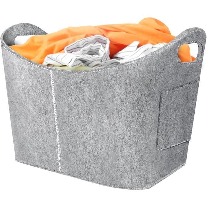 Panier De Rangement Pliable En Feutre Avec Cygne 3D - Pour Chambre D'enfant, Jouets, Linge - Gris, 40x35 Cm Environ - 12
