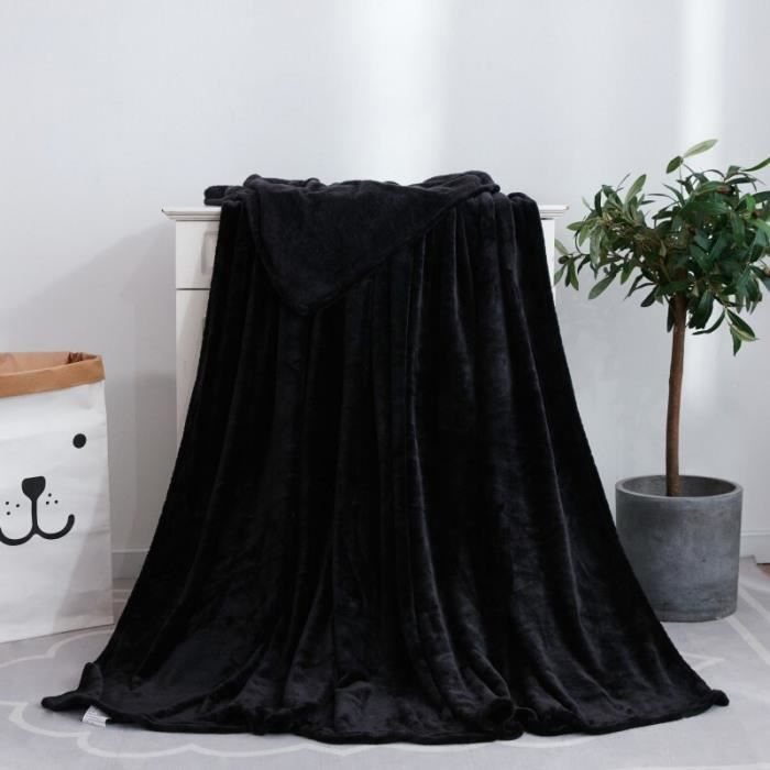 Couverture Imprimée 3D Shih Tzu Noir - Flanelle Douce 220x240 Cm, Pour Canapé, Lit, Voyage