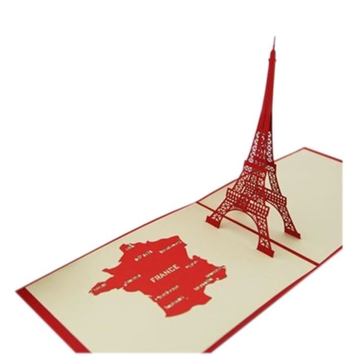 Carte D Anniversaire Sculptures Papier 3d Bricolage Evide Tour Eiffel Rouge Achat Vente Faire Part Invitation Carte D Anniversaire Sculpt Cdiscount