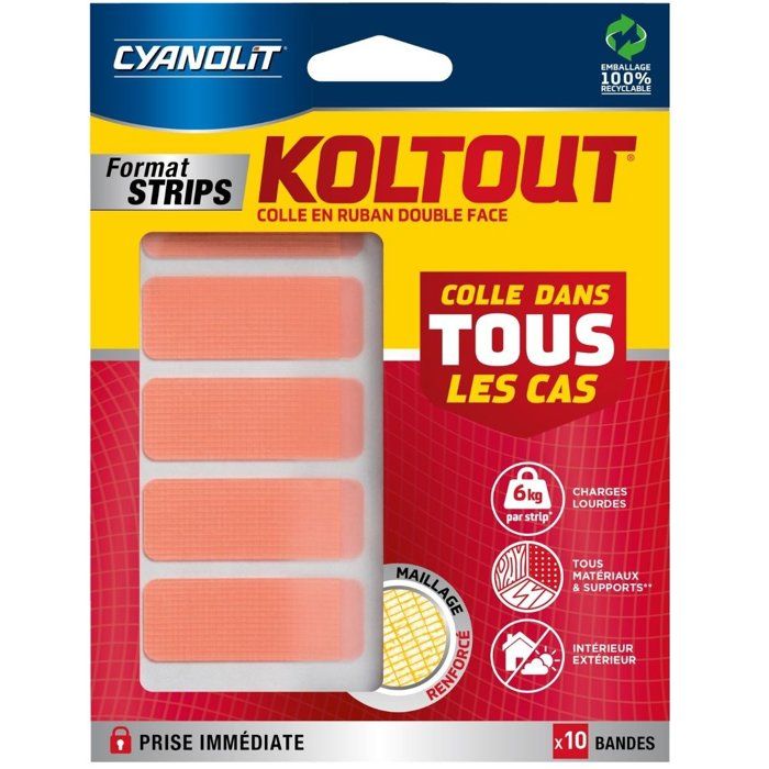 Ruban adhésif de fixation transparente Cyanolit Koltout 10 pièces