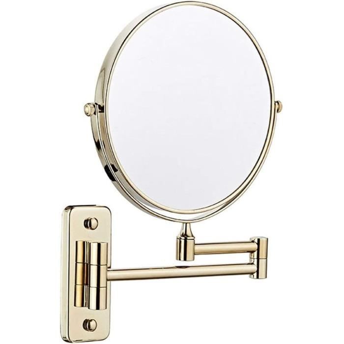 Miroir réglable avec grossissement 3x et design double face, noir - 145