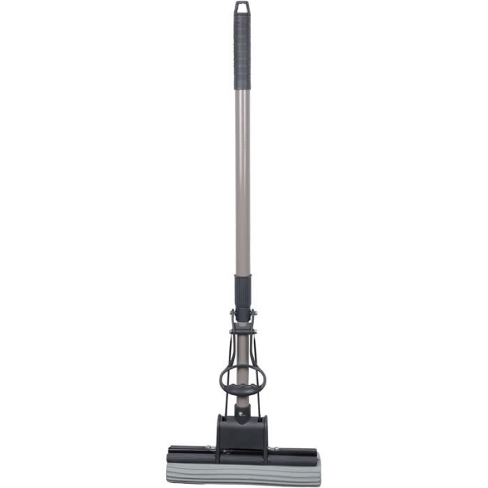 Balai éponge Avec Essorage Intégré - Poignée Réglable 110 Cm - 2 Têtes éponge PVA Absorbantes - Pour Sols Carrelés, Bois, Stratifié