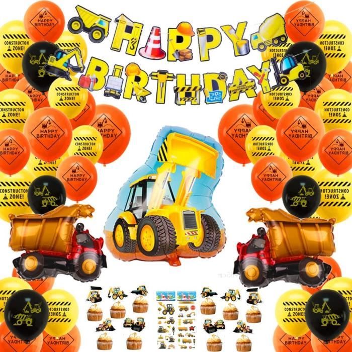 Kit Décoration Anniversaire Tracteur XXL Pour Garçon - Idéal 2 Ou 3 Ans - Ballons, Bannière, Autocollants 3D Inclus