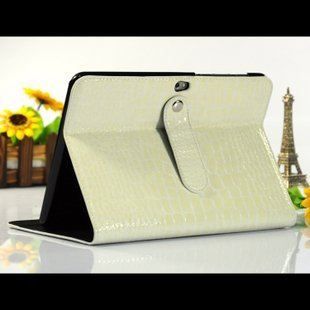 Pour pour Samsung  Galaxy note 101 N8000 N8010-  Housse-etui+support BLANC en PU cuir effet croco