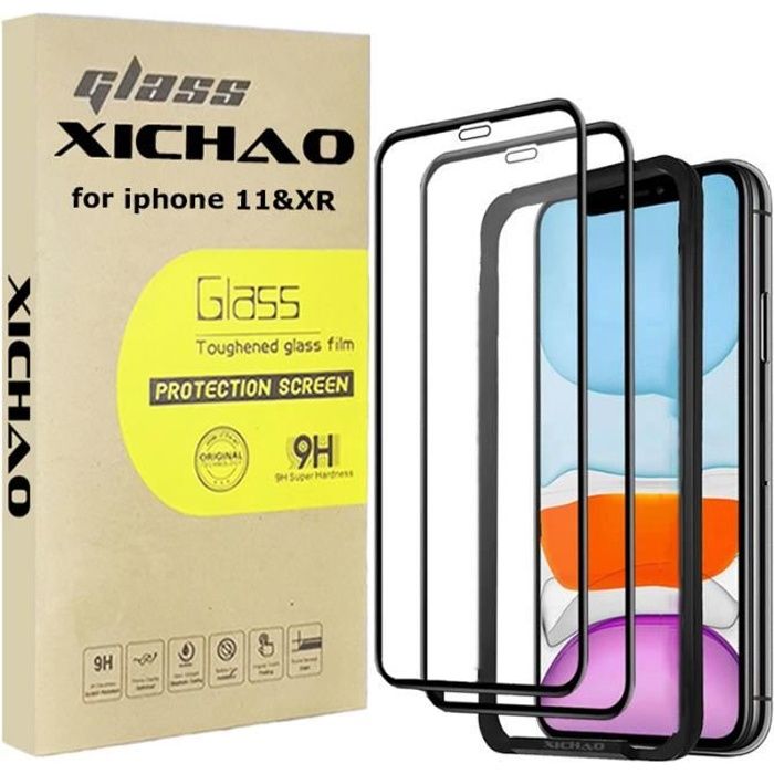Film de protection intégrale en verre trempé noir pour Iphone XR -  Protection d'écran pour smartphone - Achat & prix
