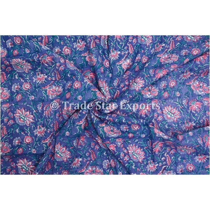 Sari Indien Georgette Imprimé Floral - Tenue Traditionnelle Fête - Taille Unique Avec Chemisier Non Cousu