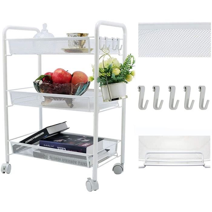 Angoily Chariot De Rangement Multifonction Avec Roues - Meuble Salle De Bain Et Cuisine