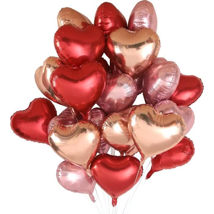 24 Pièces Ballon Coeur Helium Ø 46Cm Ballon Aluminium Coeur Avec Ruban Ballon  Helium Pour Saint Valentin Mariage Fiançailles [q482] - Cdiscount Maison