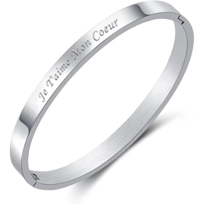 Bracelet jonc personnalisée en acier inoxydable, pour femme, modèle Garcia