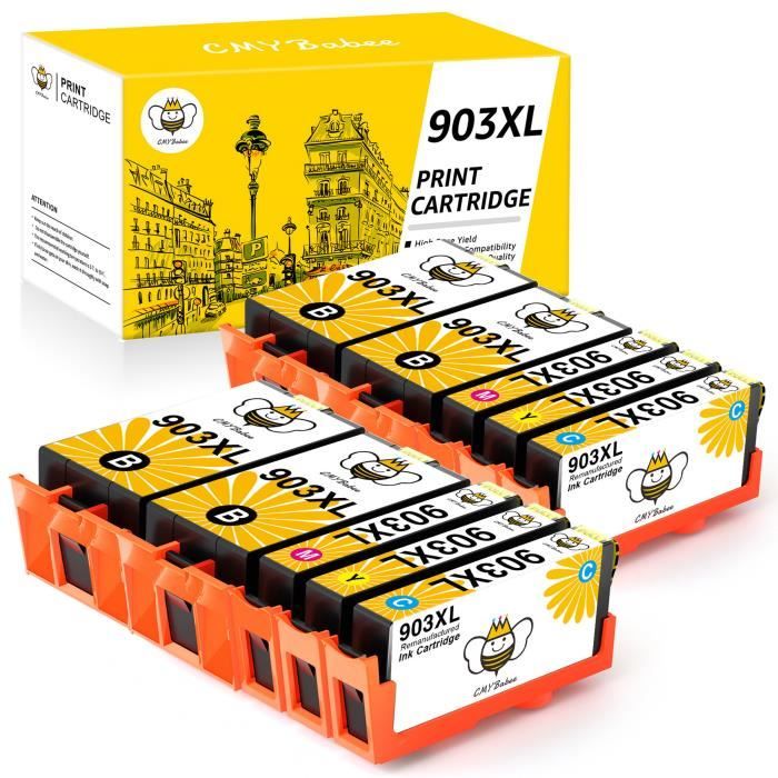 Cartouche d'Encre Compatible pour HP 903 XL 903XL 4 Pack (Noir Cyan Magenta Jaune) avec Système