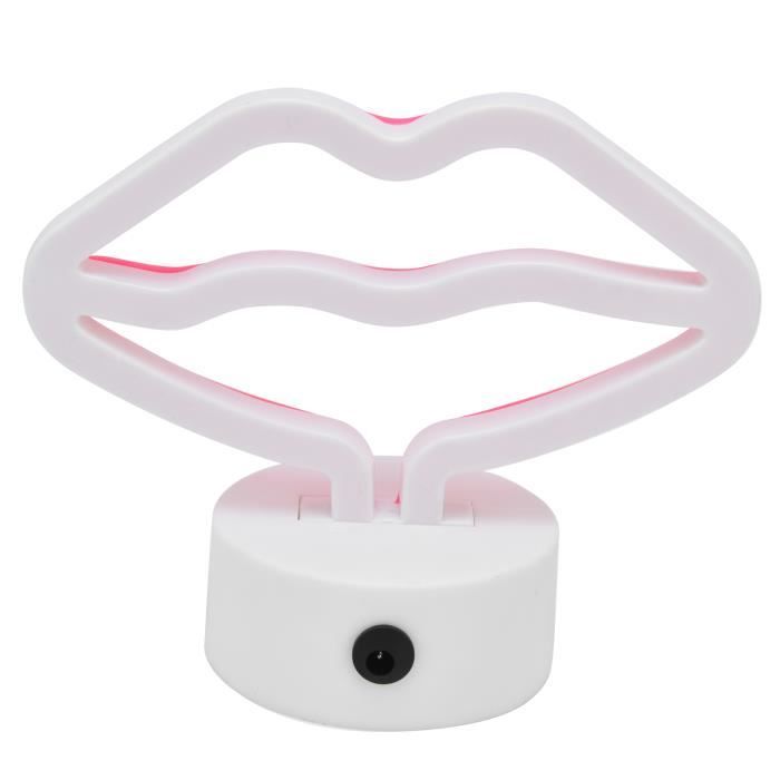 Néon Mural - QIILU - Lampe LED En Forme De Lèvre - Rose - Alimentation