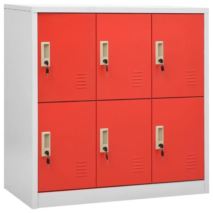 vidaXL Casiers vestiaires lot de 2 gris clair/rouge 90x45x92,5cm acier (3095233) au meilleur prix sur