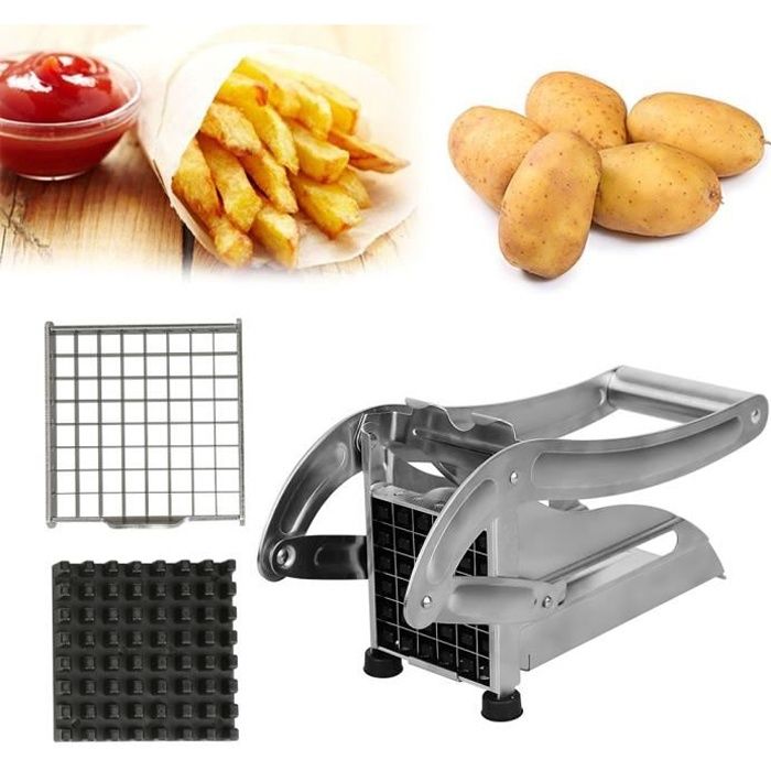 Mandoline Coupe-frites machine inox, découper cuisine carotte pommes de  terre, lames trancheuse avec 2 grilles 25 x 12 cm ERROLVES® - Cdiscount  Maison