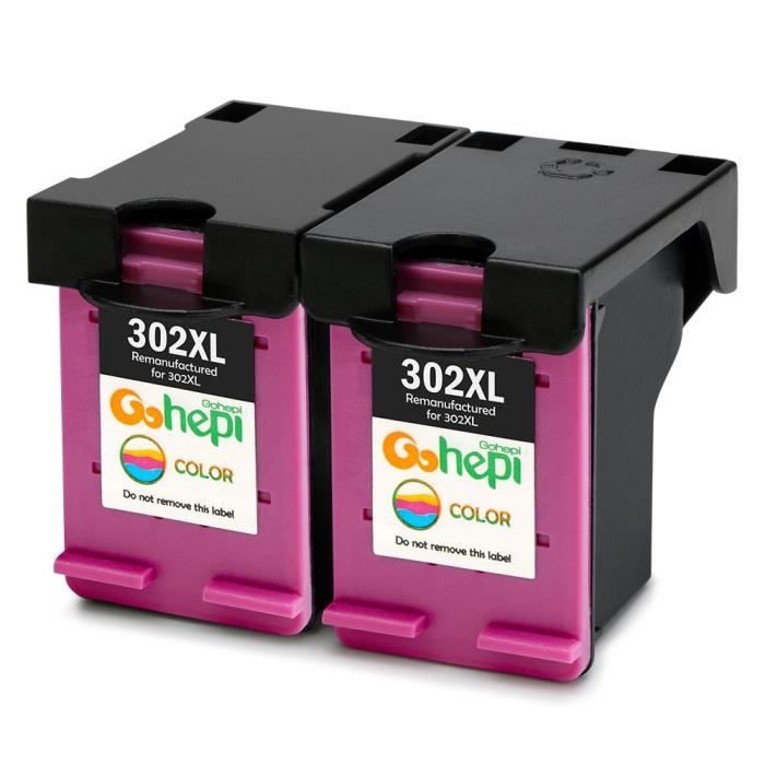 Gohepi 302XL Compatible pour Cartouches HP 302 XL Tri-couleur Pack de 2 ...